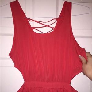 Red high low dress